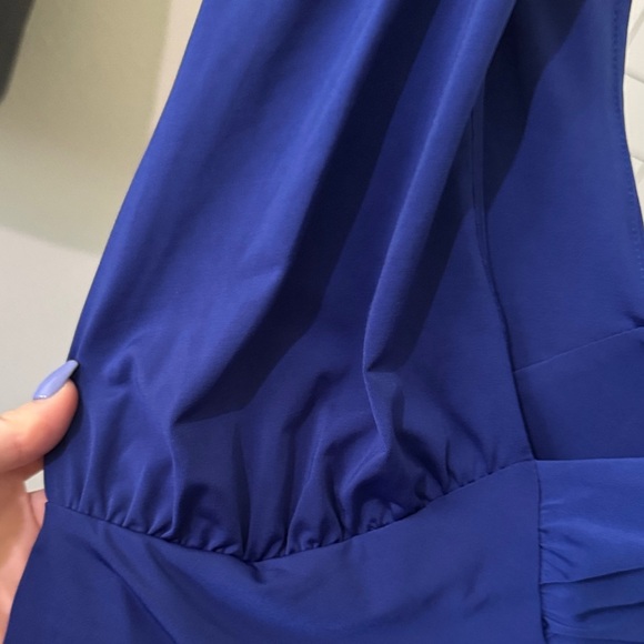 Express Deep Blue V-Neck Bodysuit - Picture 5 of 10